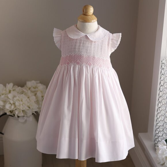 Pink Smocked Dress Flutter Sleeve 18 Months Spring Portrait Summer Vacation - Picture 1 of 6